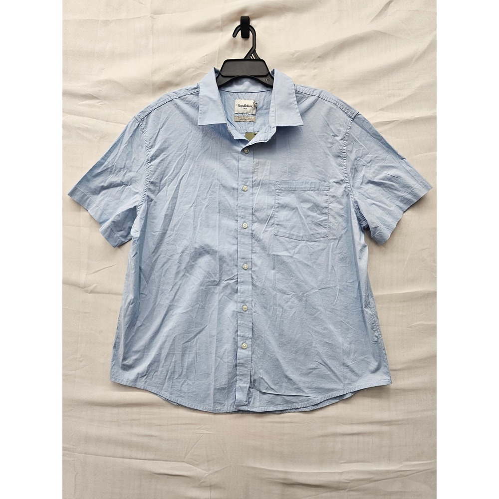 Goodfellow & Co Mens Standard SS Poplin Shirt Blue Cotton Blend Casual Size XL